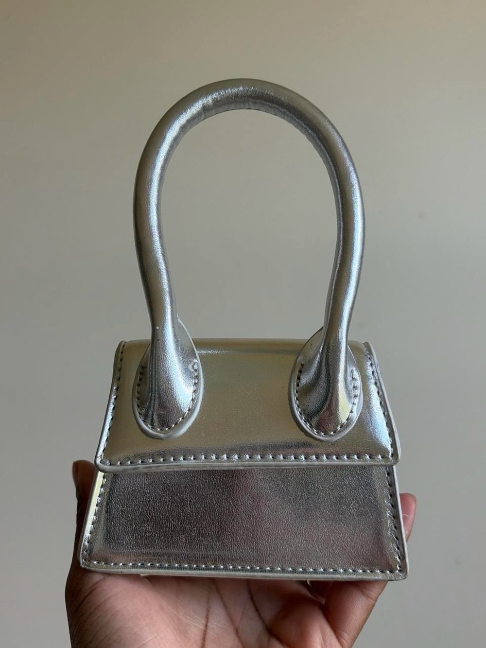 Silver Mini Top-Handle Bag - Metallic Silver Women’s Purse